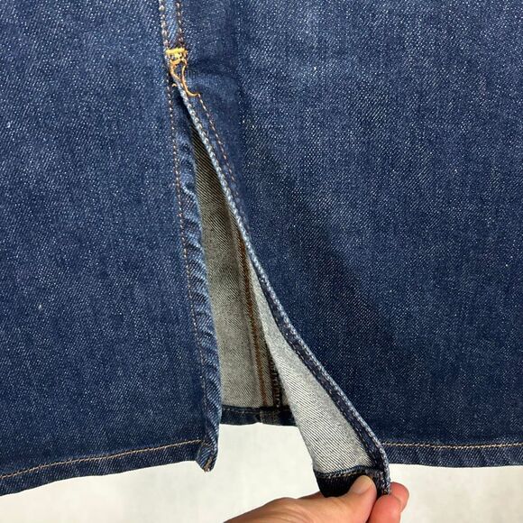 Gap Denim Pencil Skirt Sz 4 Stretch Knee Length Dark Wash Front Slit - Picture 2 of 6